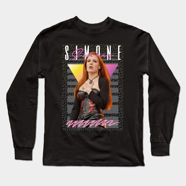 simone simons Retro Style Fan Art Long Sleeve T-Shirt by Madesu Art